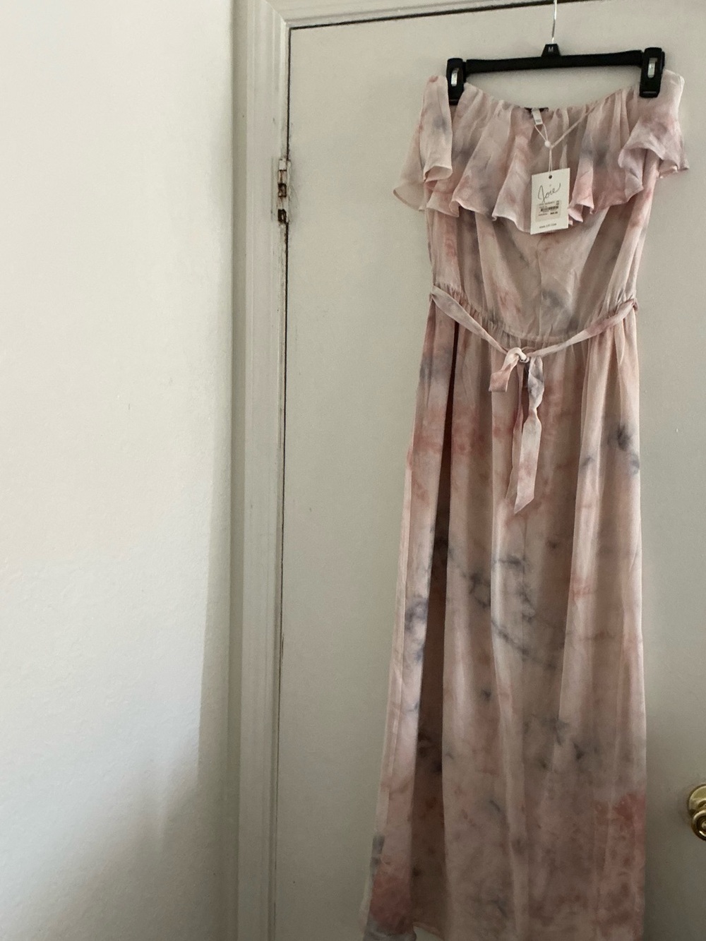 Joie Dusty Blush Off-Shoulder Ruffle Maxi Dress